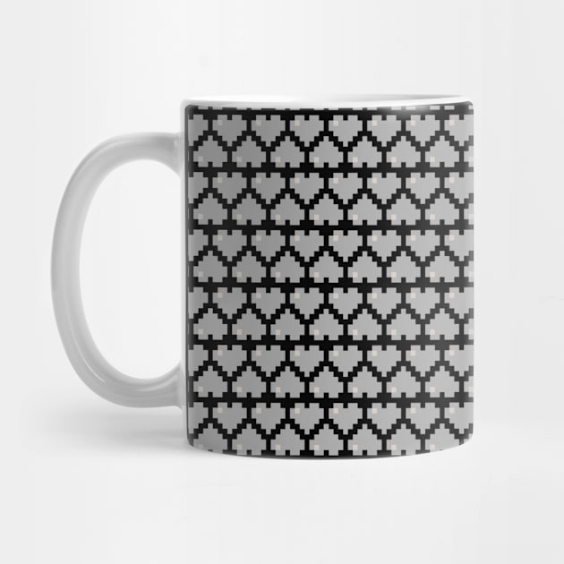 Seamless Pattern of Silver Pixel Hearts by gkillerb